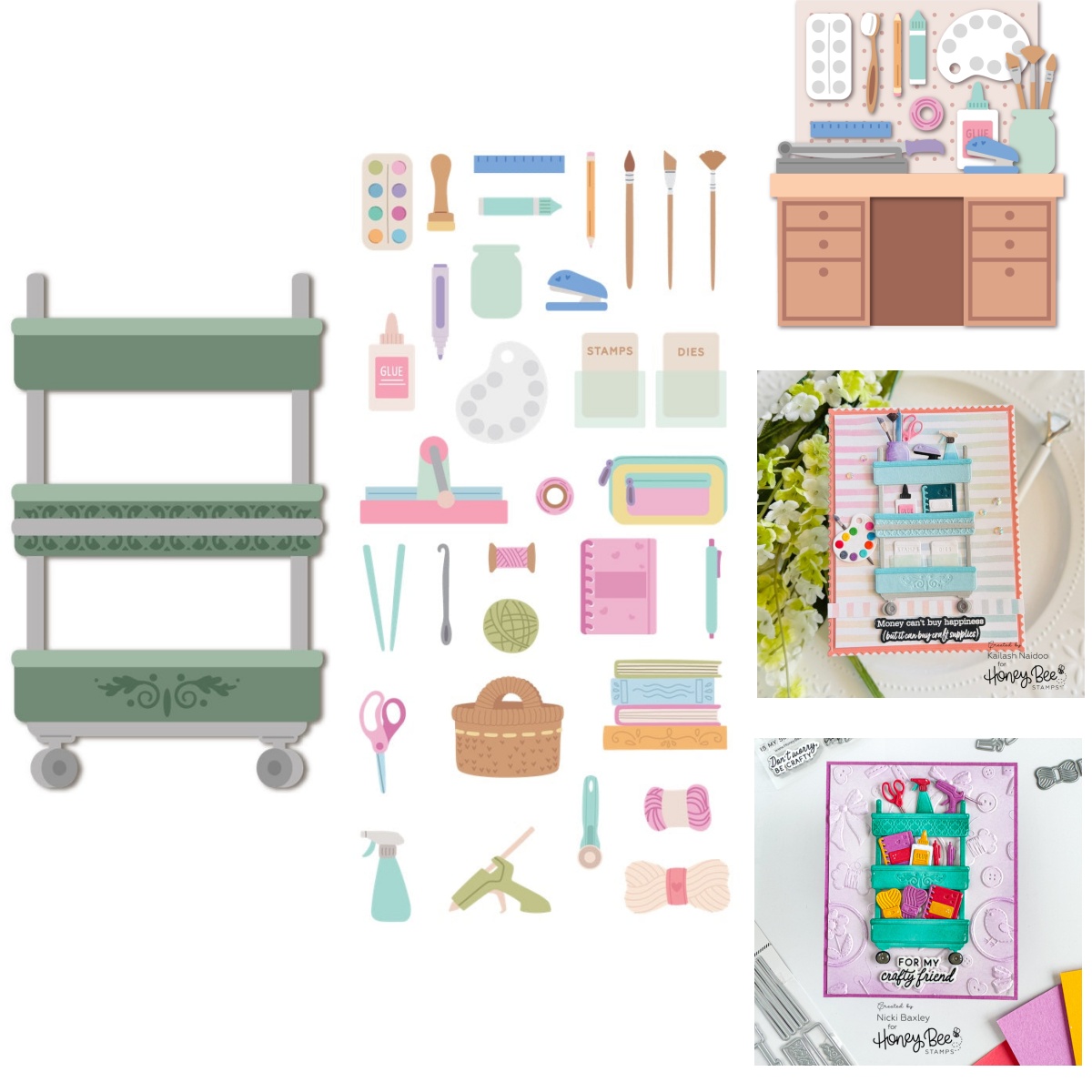 Art Craft Furniture - Matrices de chariot de fournitures d'art